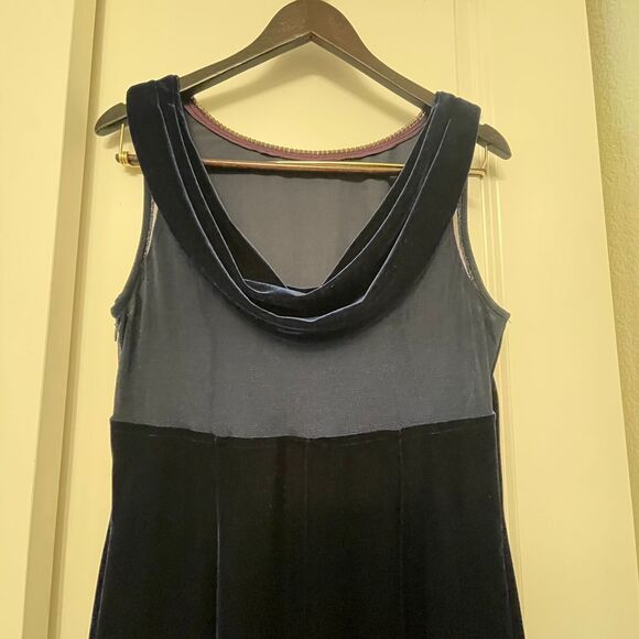 Vintage Scott Mcclintock Women's Blue Y2K Evening Gown Velvet Dress Size 14 - Picture 5 of 10